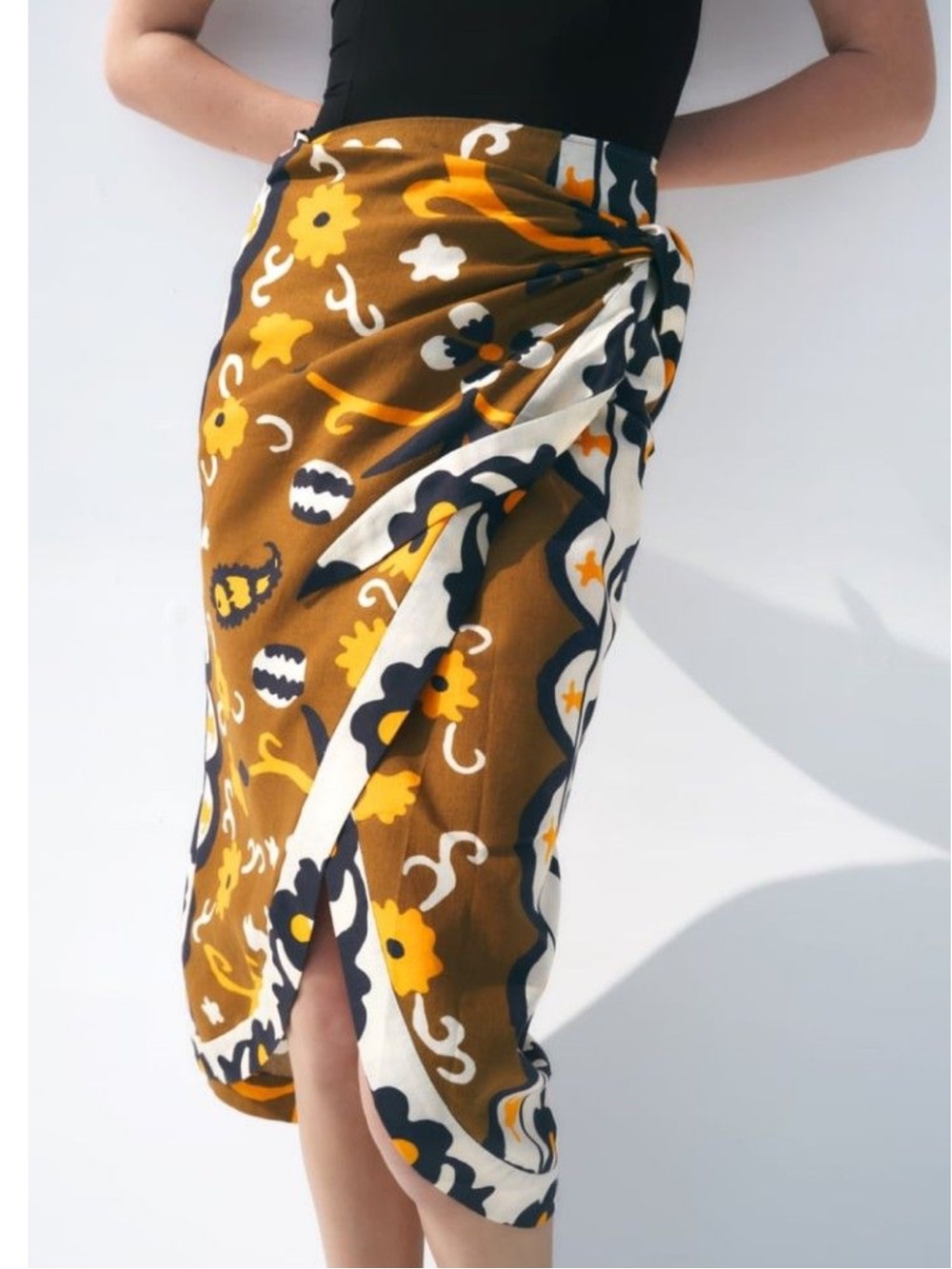 Zara linen and cotton wrap skirt
